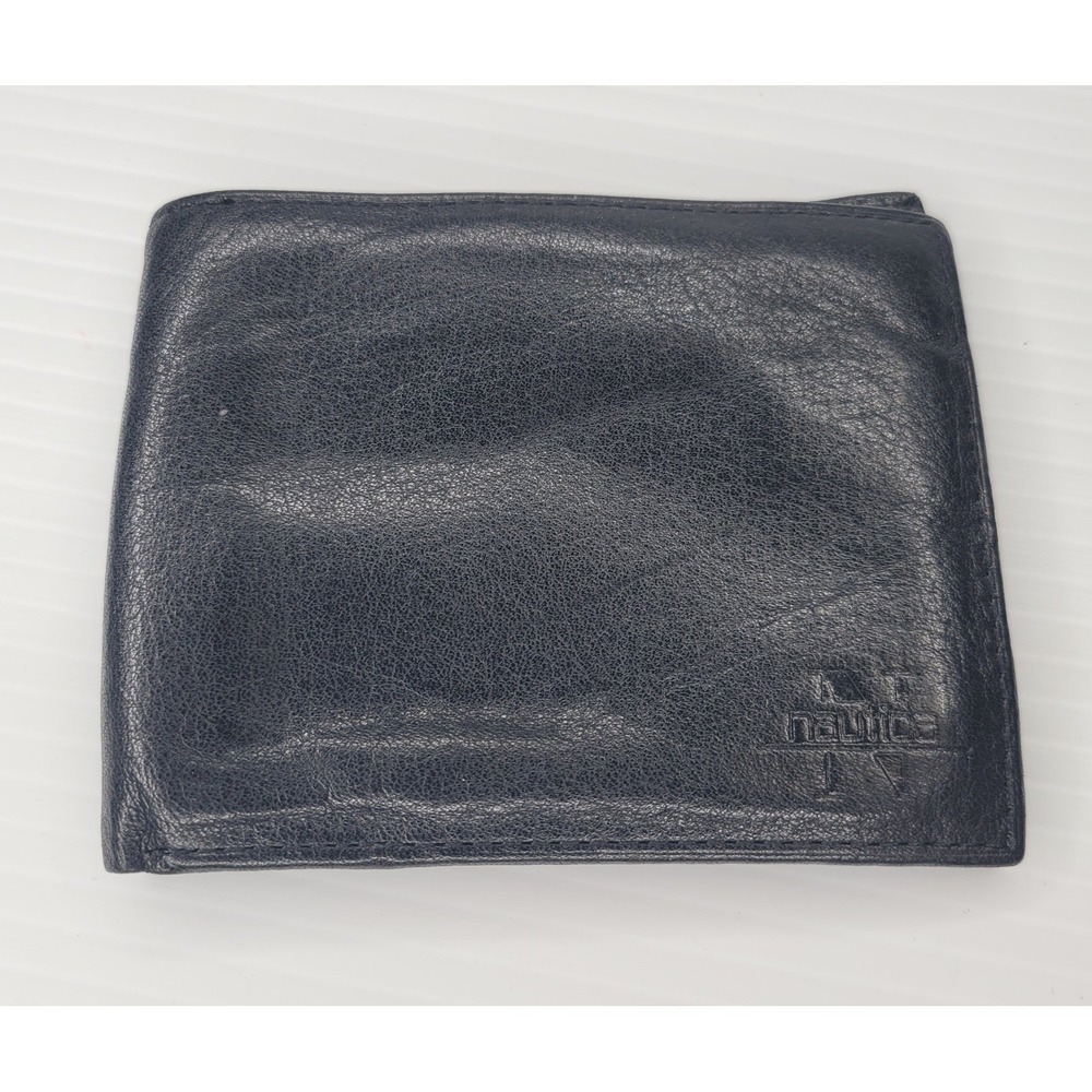 Nautica Wallet Mens‎ Black Full Grain Leather Bifold Billfold Pocket Accessory - Picture 9 of 9